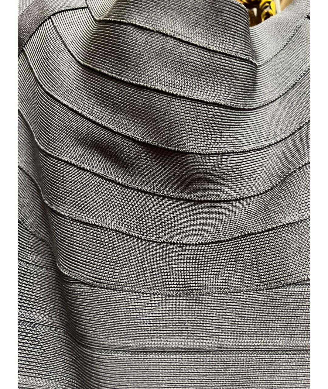 HERVE LEGER Серое синтетическое коктейльное платье, фото 5