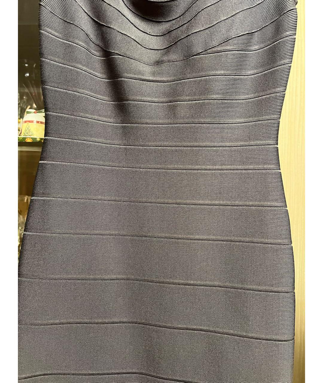 HERVE LEGER Серое синтетическое коктейльное платье, фото 4