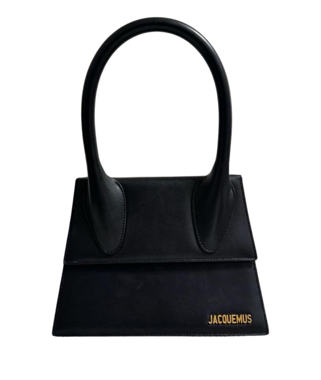 JACQUEMUS Черная кожаная сумка с короткими ручками, фото 5