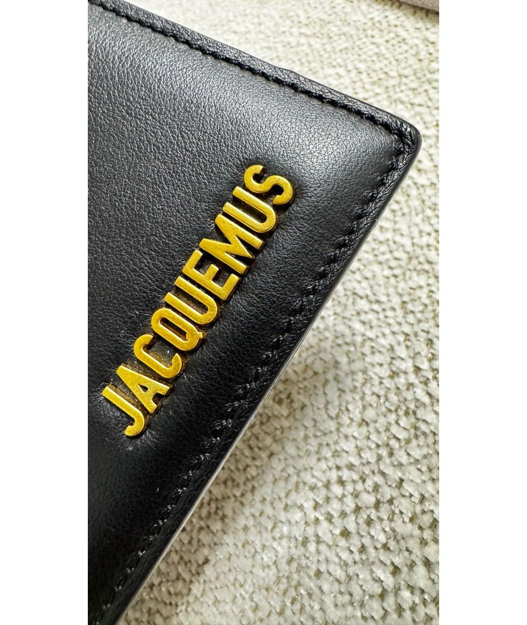 JACQUEMUS Черная кожаная сумка с короткими ручками, фото 4