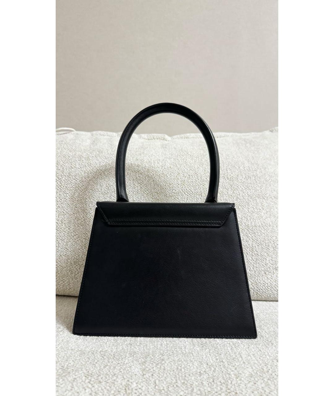 JACQUEMUS Черная кожаная сумка с короткими ручками, фото 2