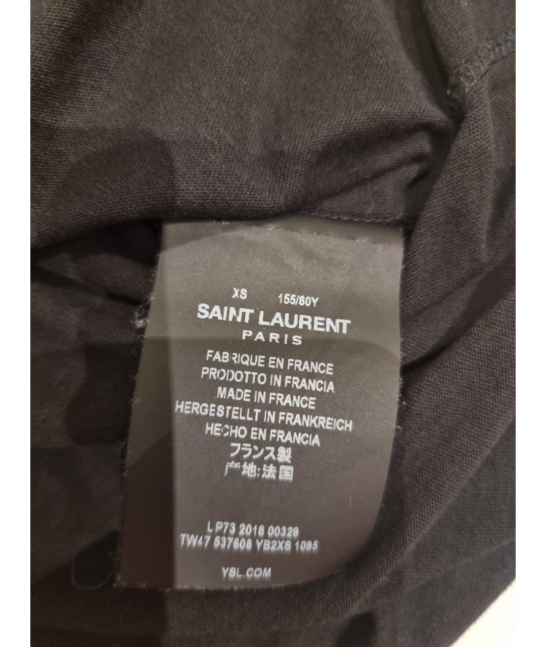 SAINT LAURENT Черная хлопковая футболка, фото 5