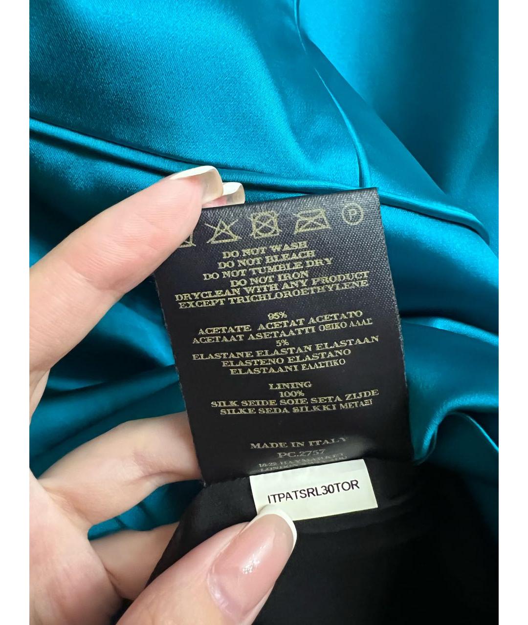 BURBERRY Бирюзовое ацетатное коктейльное платье, фото 5