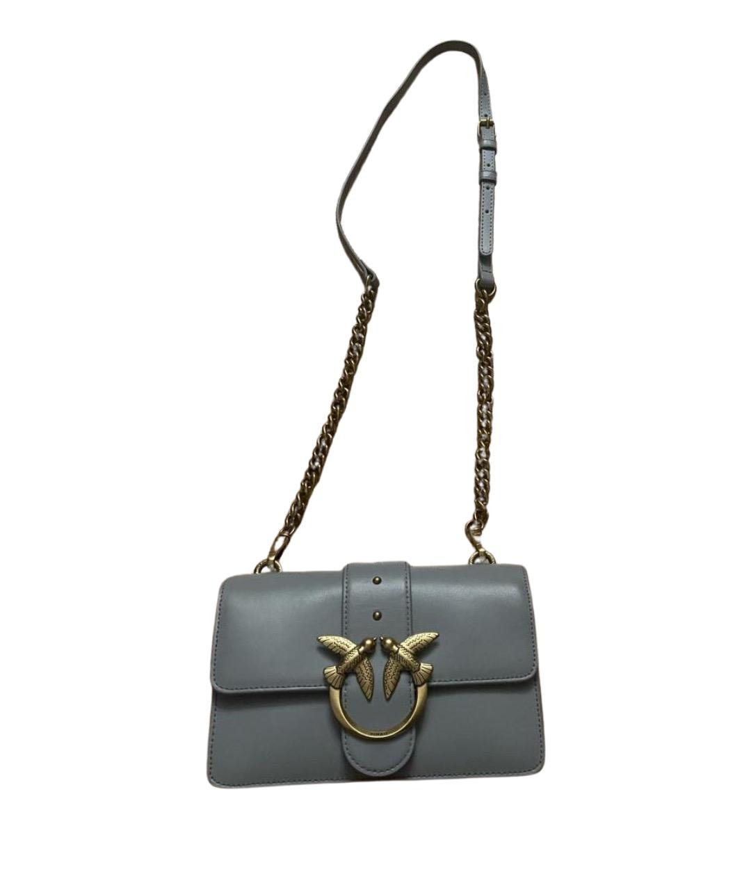 PINKO Серая кожаная сумка через плечо, фото 1