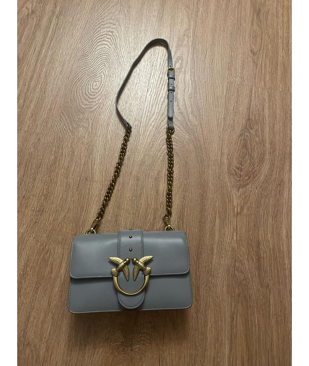 PINKO Серая кожаная сумка через плечо, фото 9