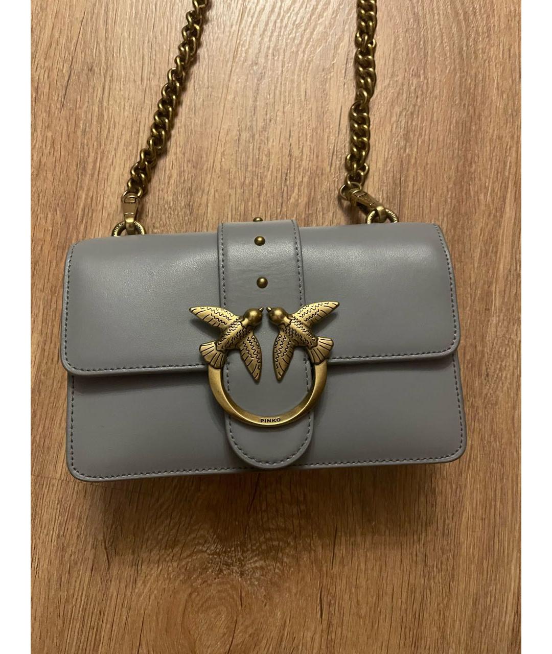 PINKO Серая кожаная сумка через плечо, фото 7