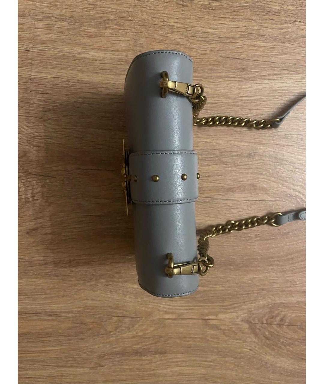 PINKO Серая кожаная сумка через плечо, фото 5