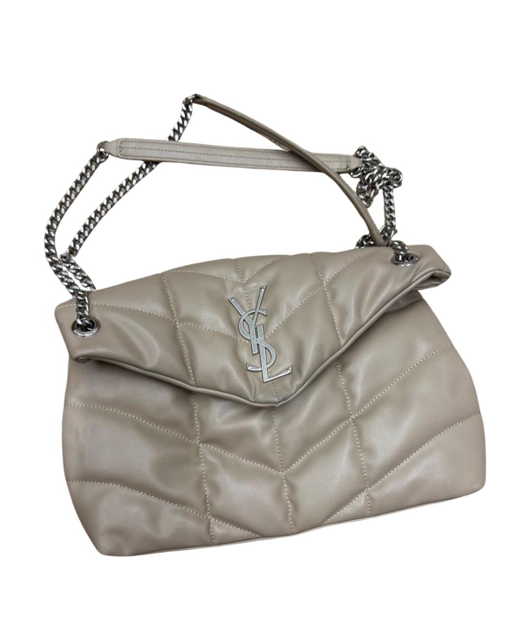 SAINT LAURENT Бежевая кожаная сумка через плечо, фото 1