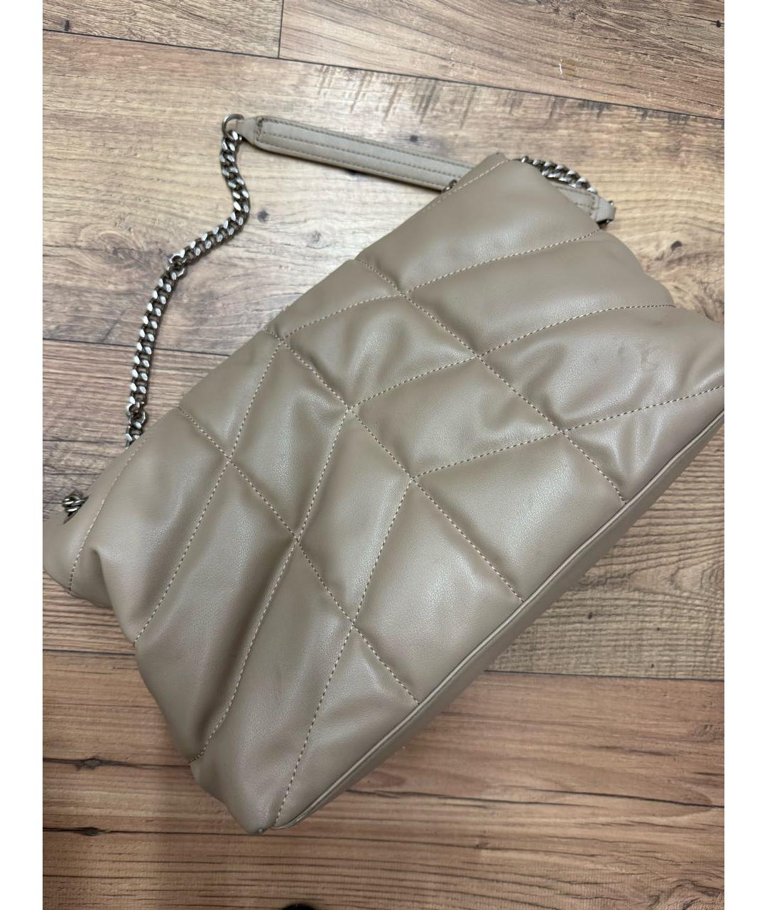 SAINT LAURENT Бежевая кожаная сумка через плечо, фото 3