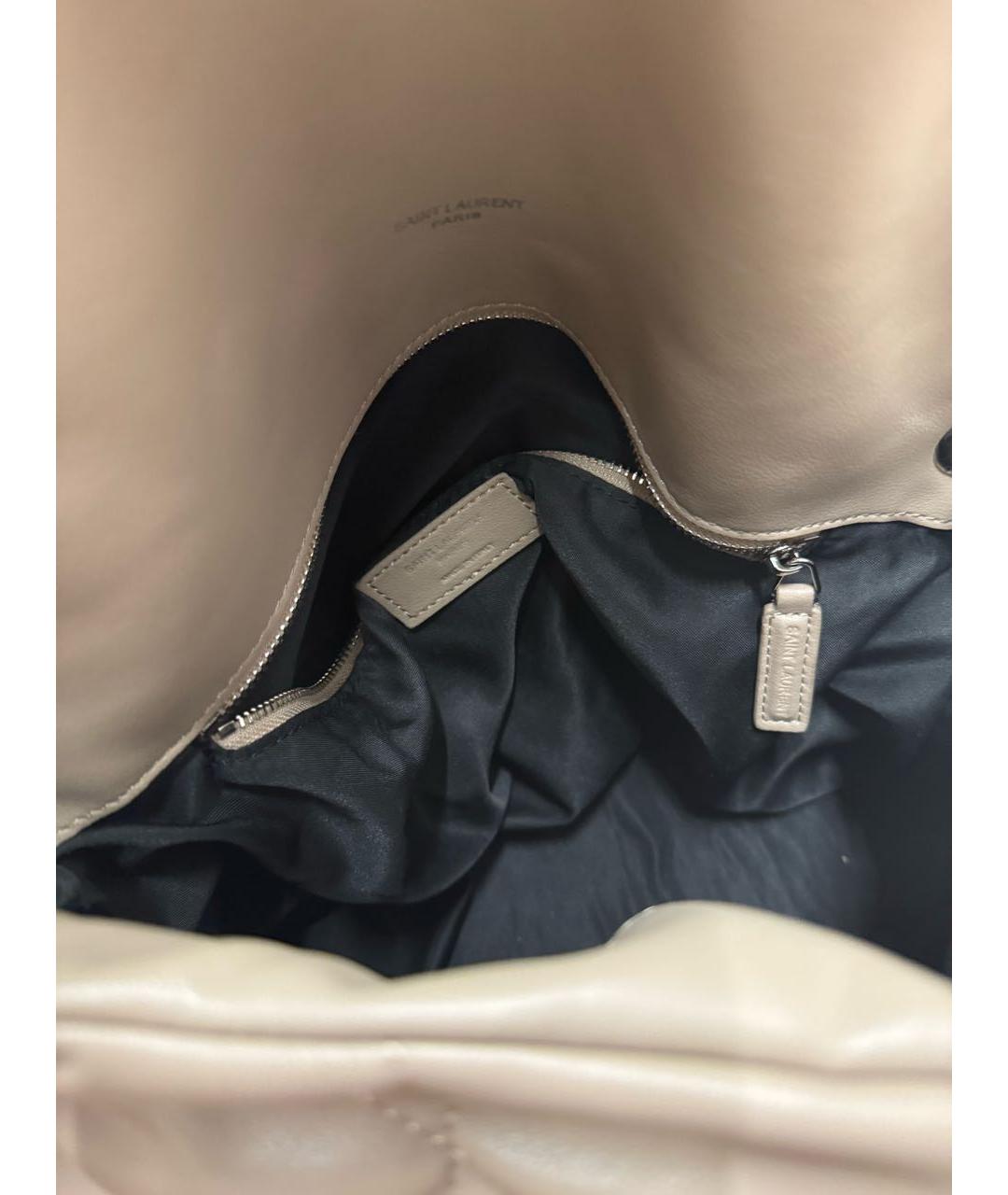 SAINT LAURENT Бежевая кожаная сумка через плечо, фото 7