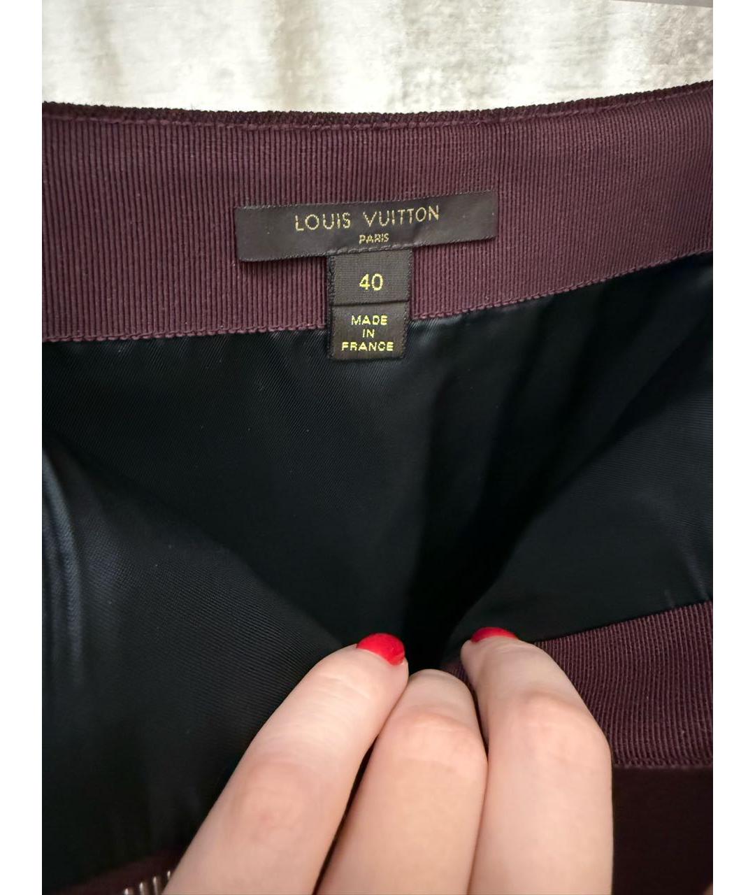 LOUIS VUITTON Бордовая шерстяная юбка мини, фото 3