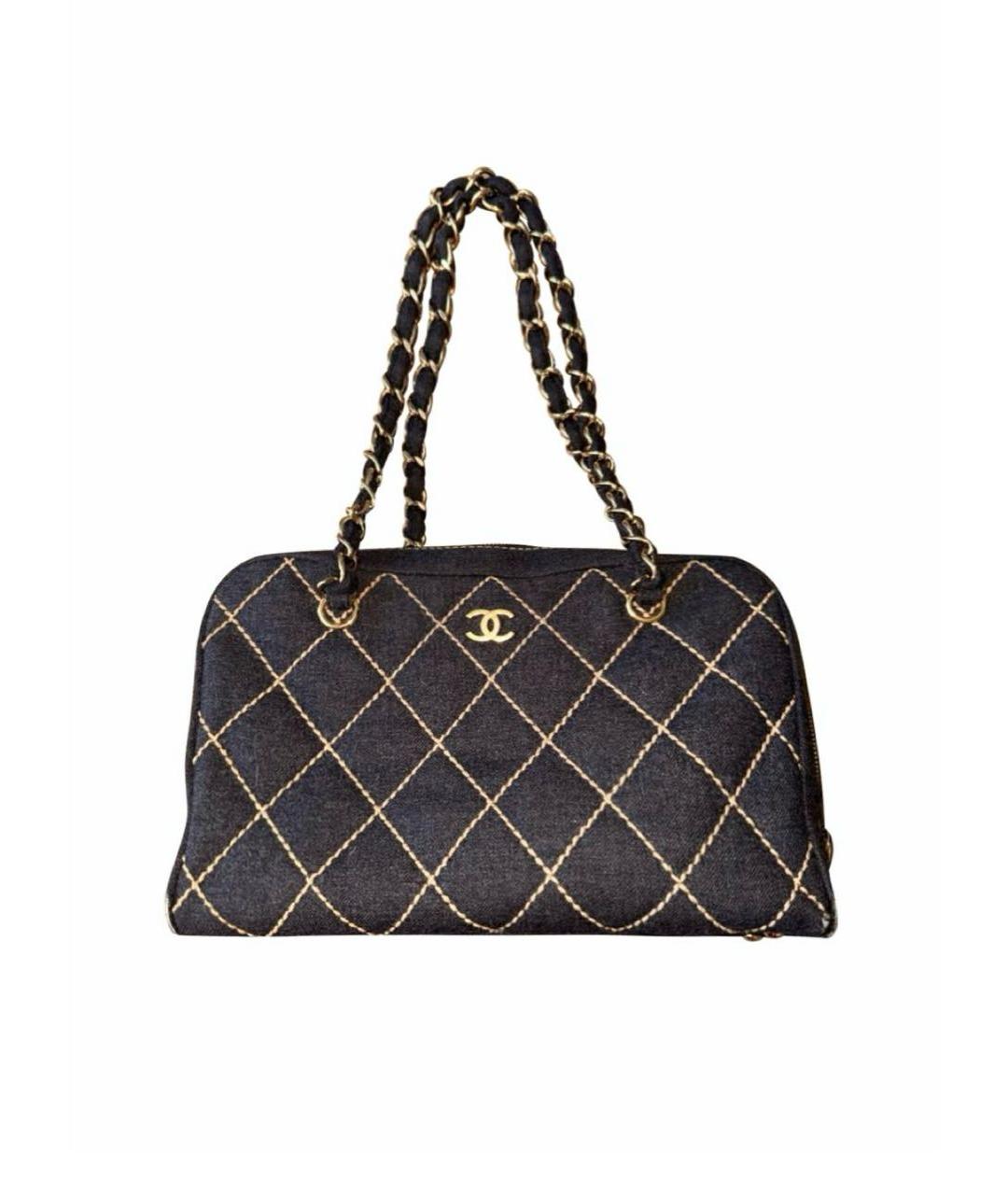 CHANEL Темно-синяя шерстяная сумка через плечо, фото 1