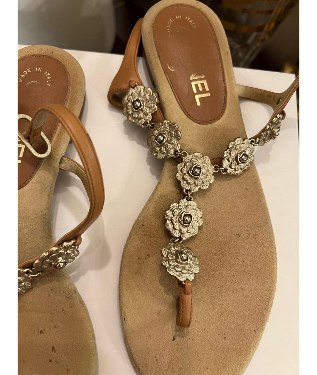 CHANEL Бежевые кожаные сандалии, фото 8