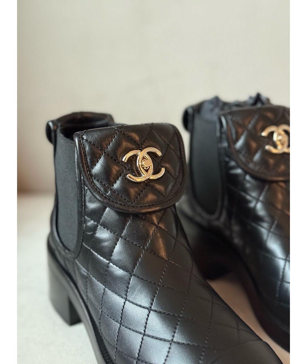 CHANEL Черные кожаные ботинки, фото 2