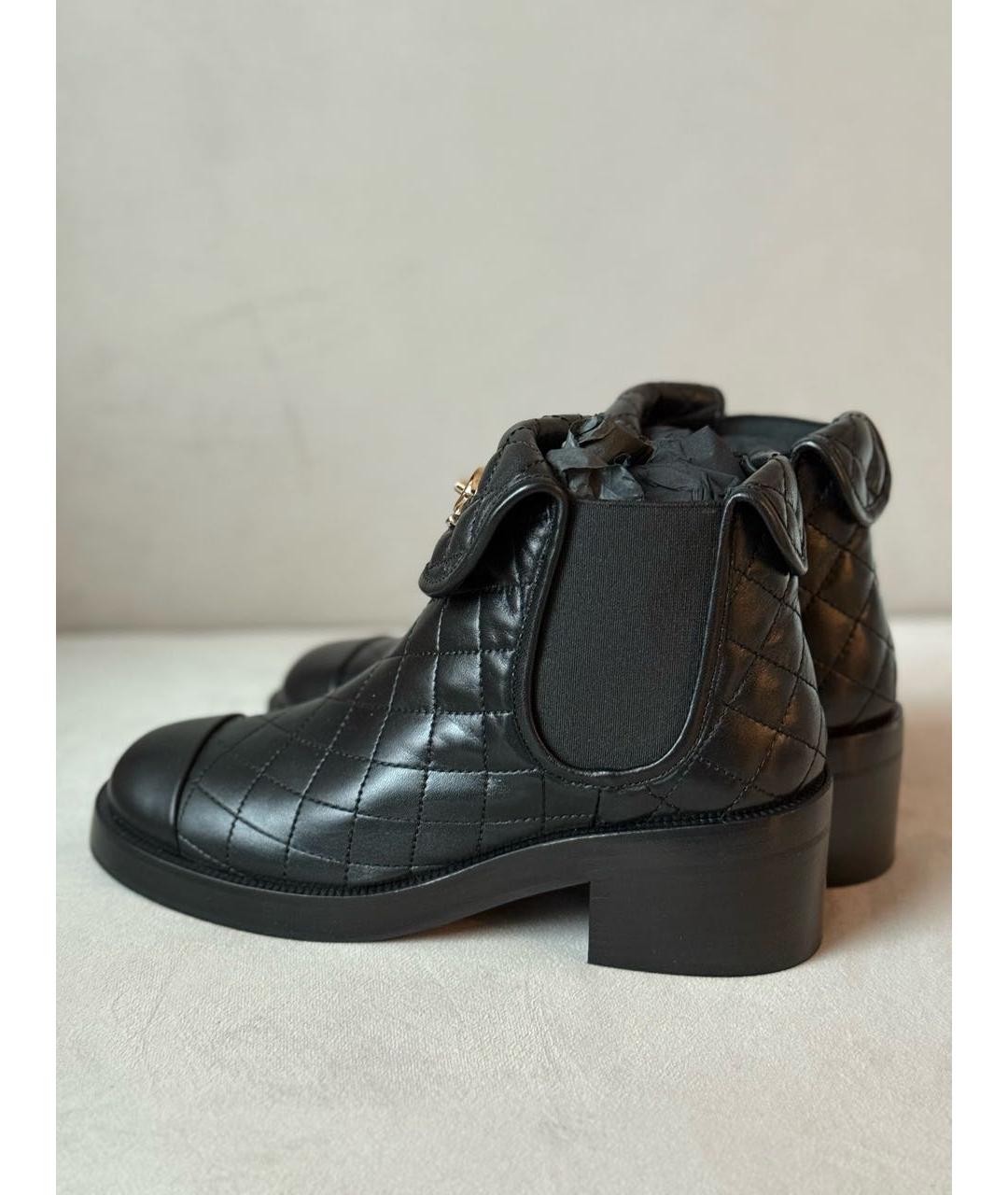CHANEL Черные кожаные ботинки, фото 4