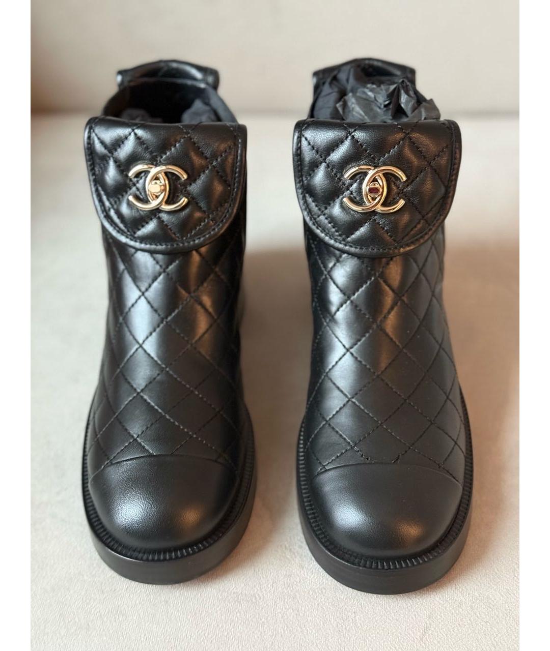 CHANEL Черные кожаные ботинки, фото 3