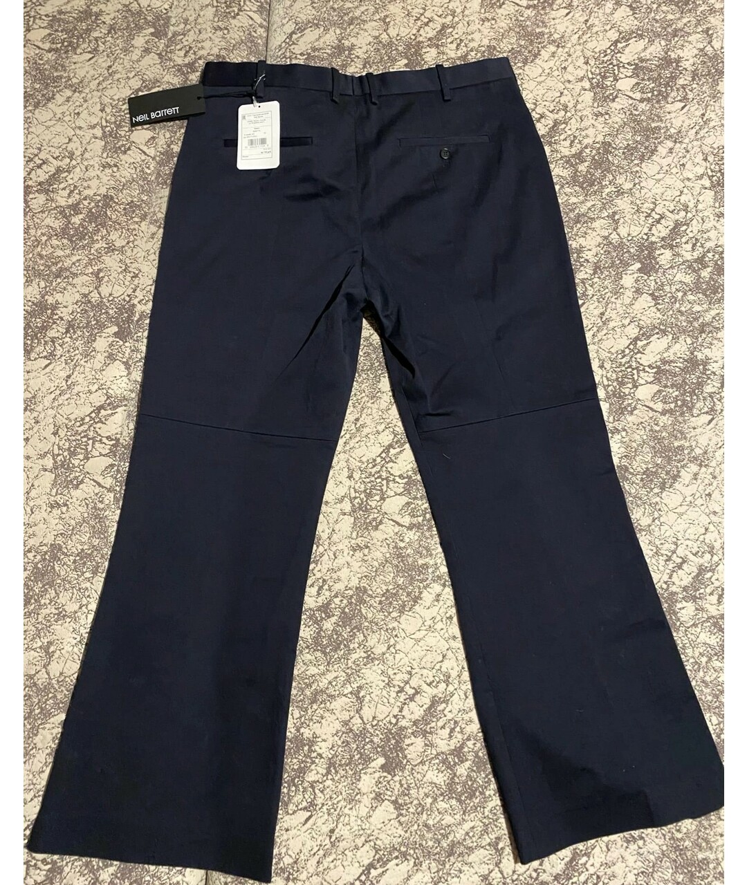 NEIL BARRETT Темно-синие хлопковые классические брюки, фото 2