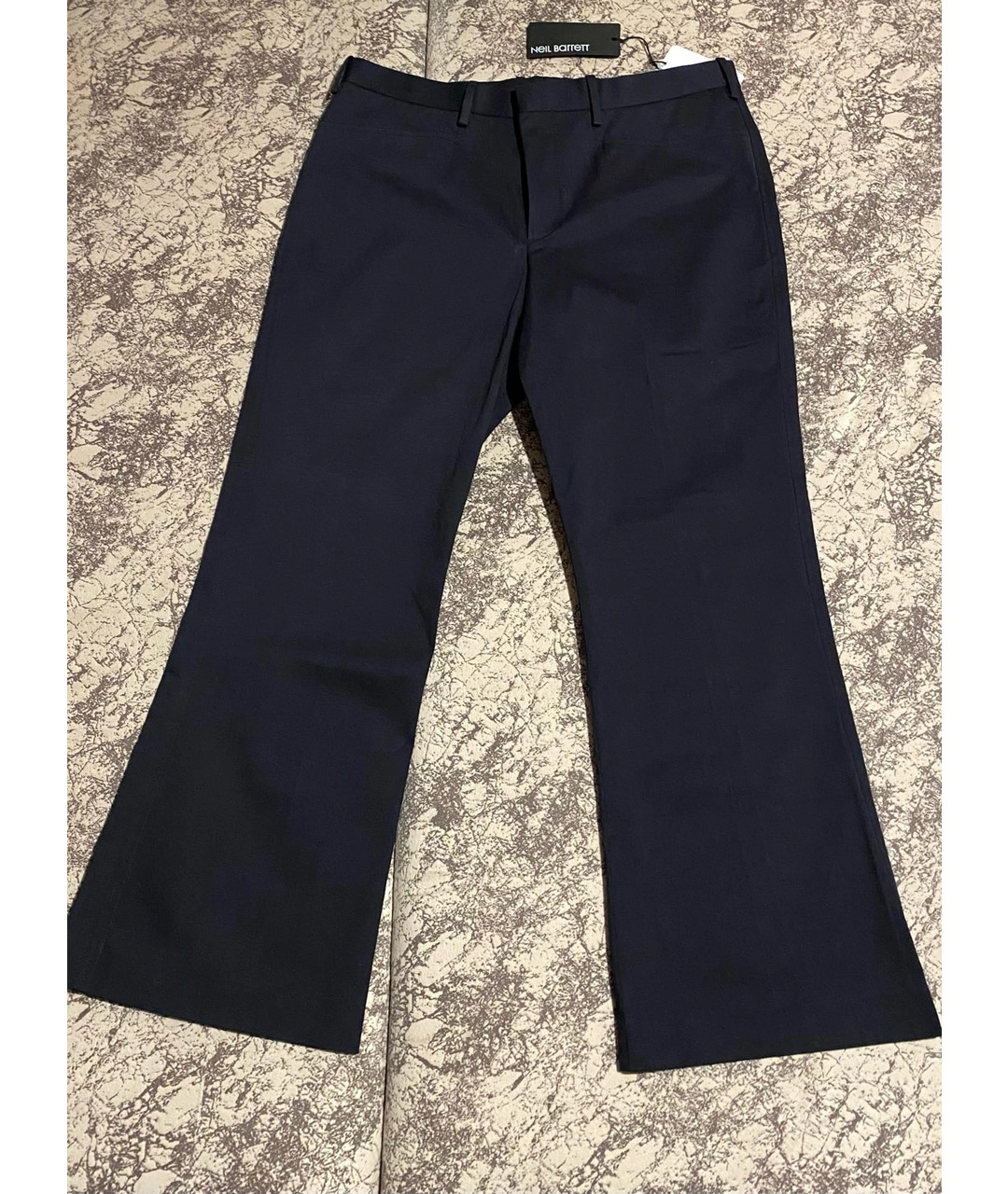 NEIL BARRETT Темно-синие хлопковые классические брюки, фото 5