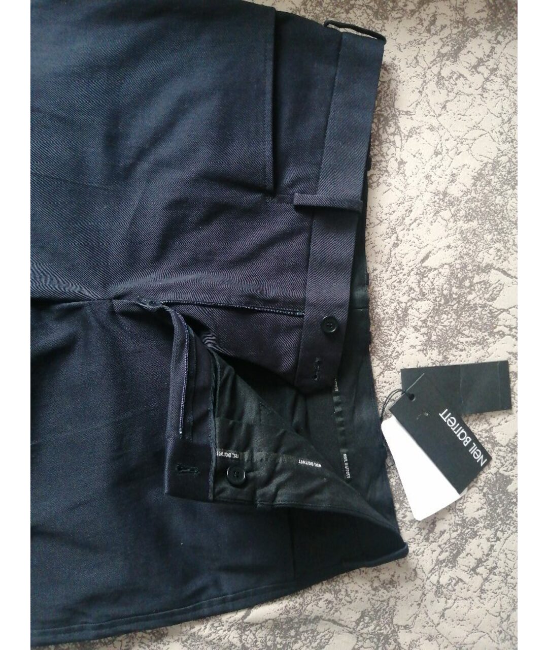 NEIL BARRETT Темно-синие хлопковые классические брюки, фото 3