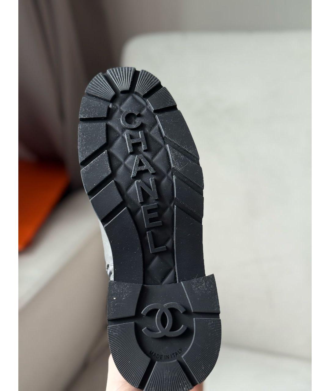 CHANEL Антрацитовые кожаные полусапоги, фото 6