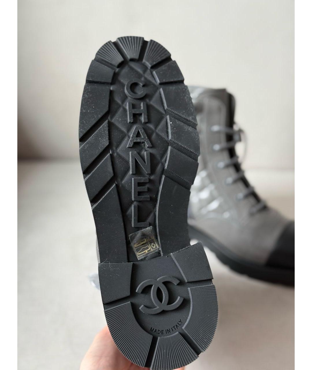 CHANEL Антрацитовые кожаные полусапоги, фото 8
