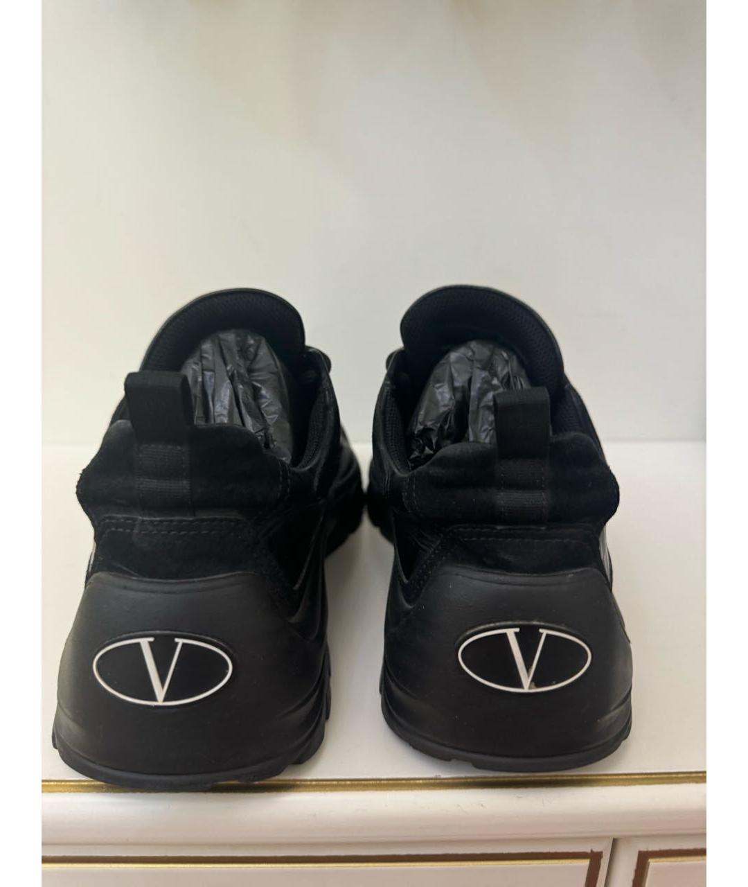 VALENTINO Черные кожаные низкие кроссовки / кеды, фото 2
