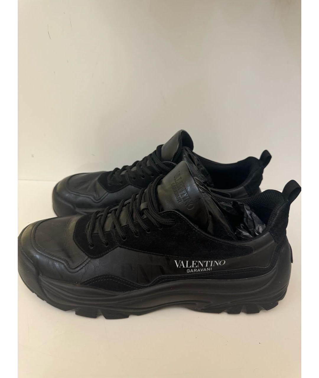 VALENTINO Черные кожаные низкие кроссовки / кеды, фото 6