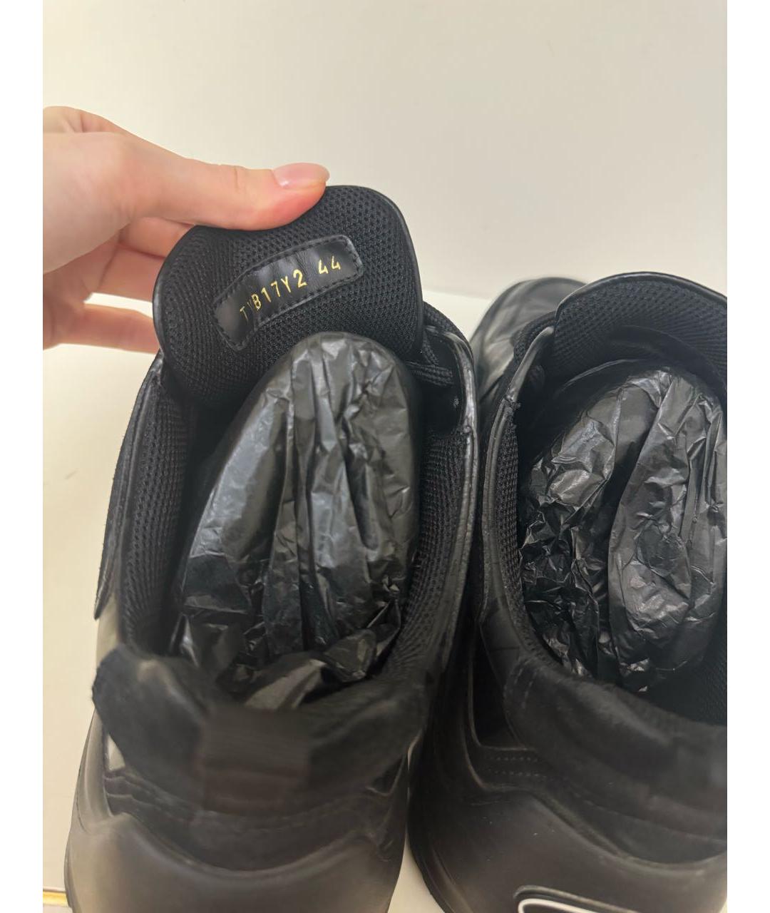 VALENTINO Черные кожаные низкие кроссовки / кеды, фото 5