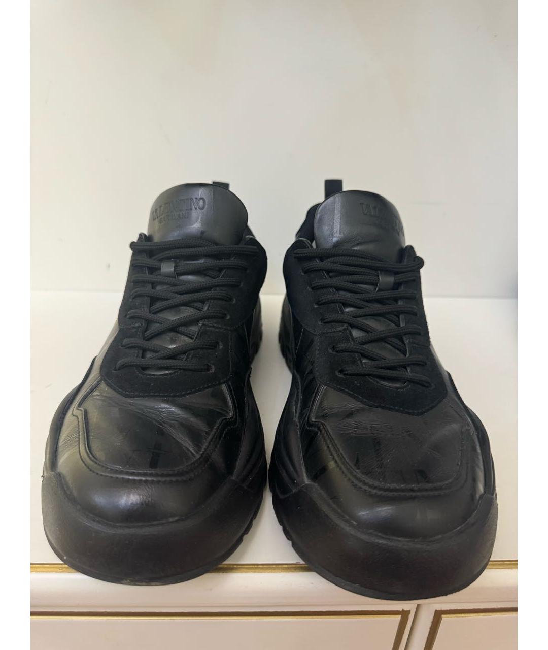 VALENTINO Черные кожаные низкие кроссовки / кеды, фото 3