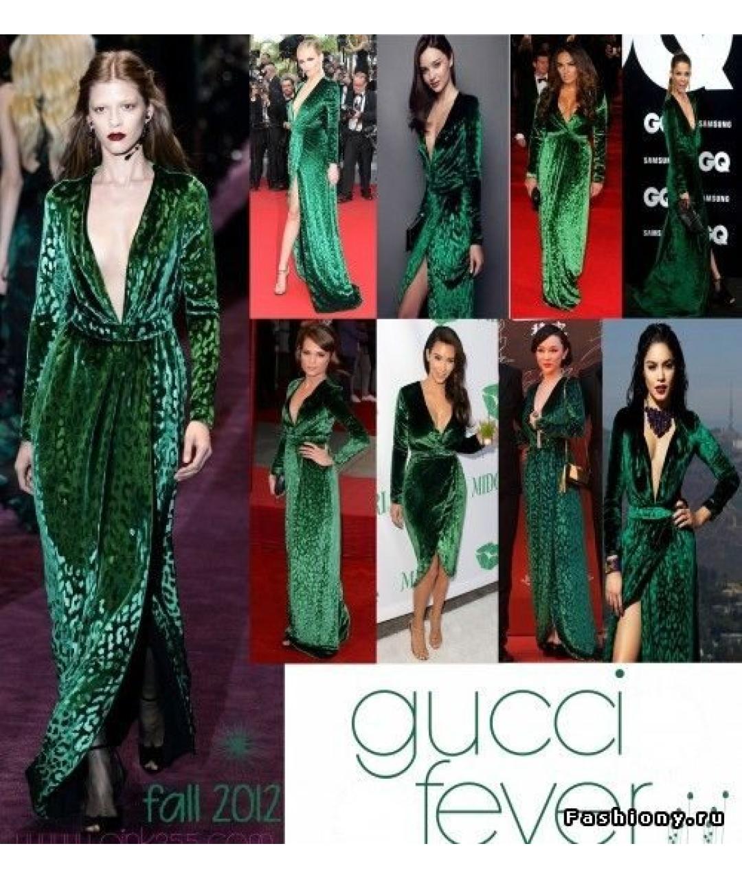 GUCCI Зеленые бархатное вечернее платье, фото 7
