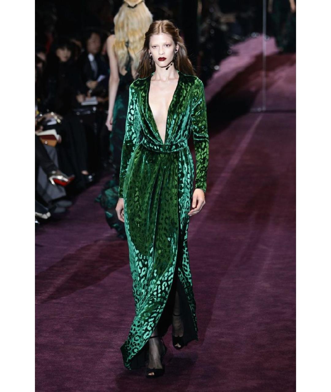 GUCCI Зеленые бархатное вечернее платье, фото 6