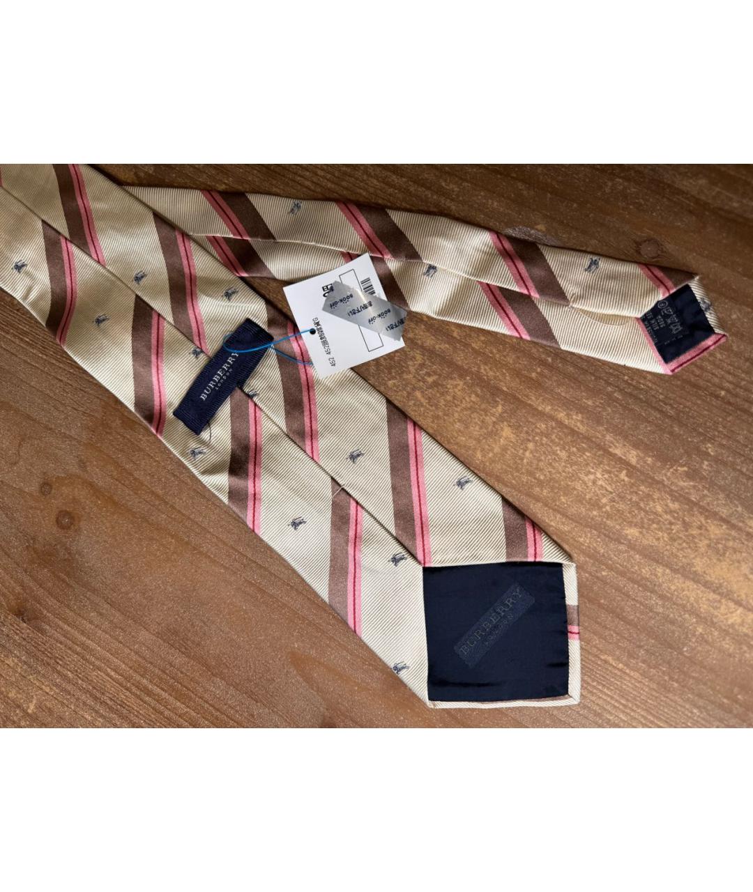 BURBERRY Бежевый шелковый галстук, фото 2
