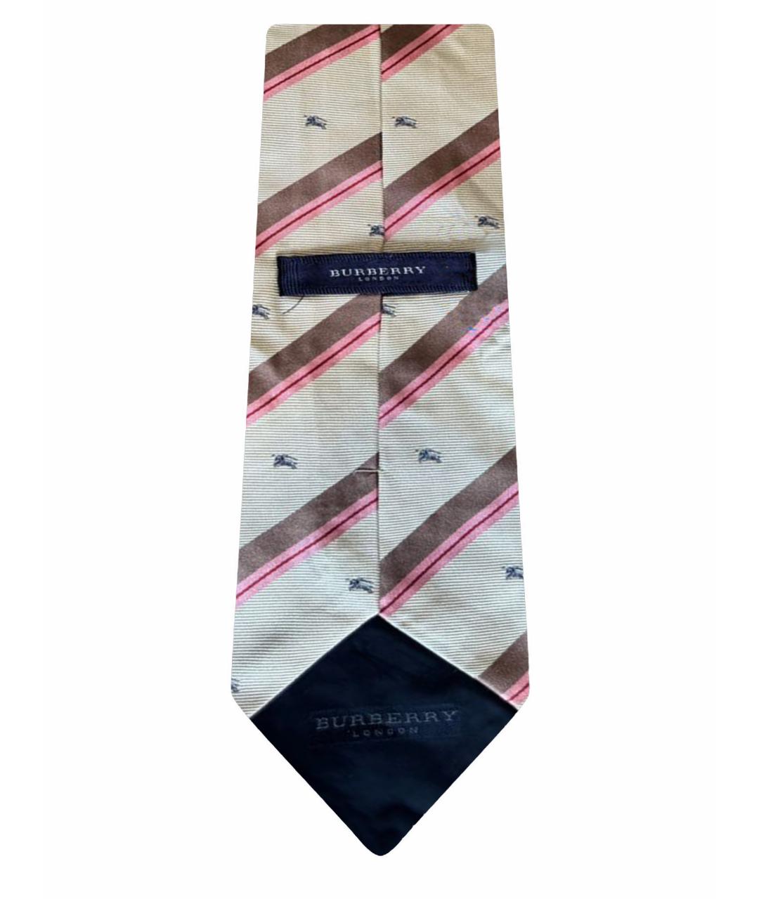 BURBERRY Бежевый шелковый галстук, фото 1