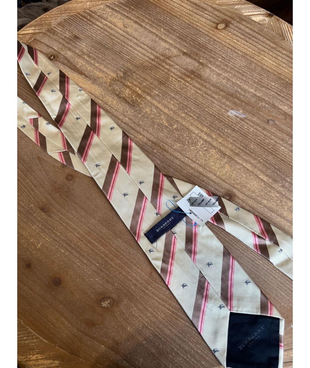 BURBERRY Бежевый шелковый галстук, фото 3