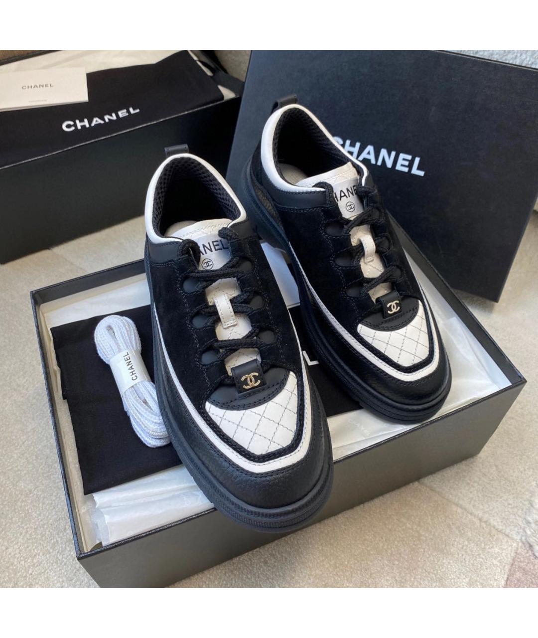 CHANEL Черные кожаные кроссовки, фото 6
