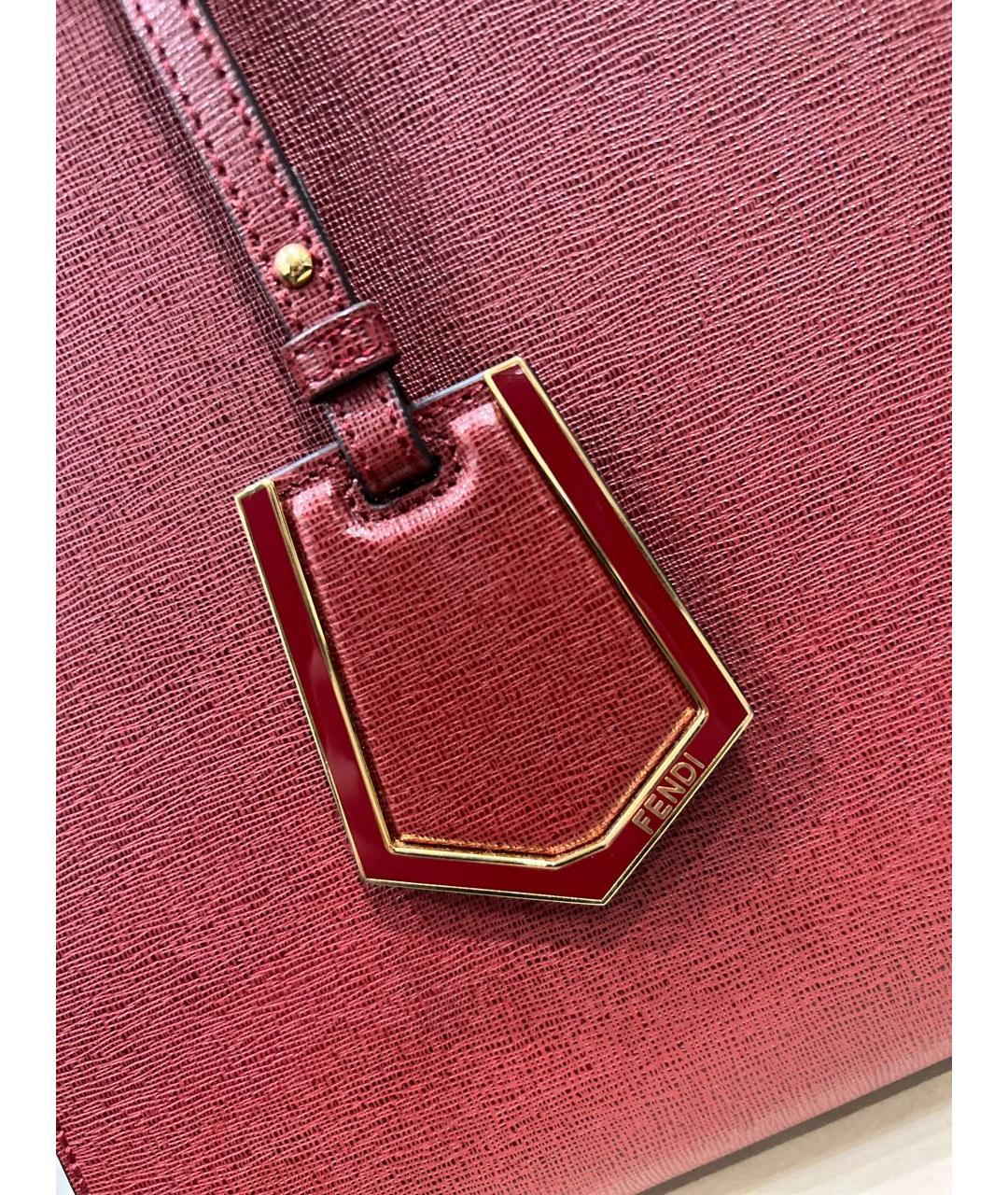 FENDI Бордовая кожаная сумка тоут, фото 5