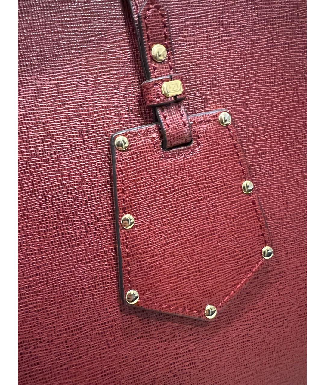 FENDI Бордовая кожаная сумка тоут, фото 6