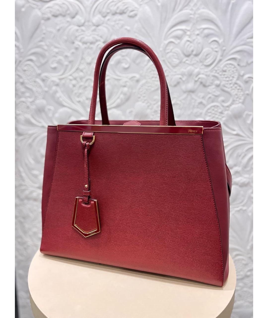 FENDI Бордовая кожаная сумка тоут, фото 2