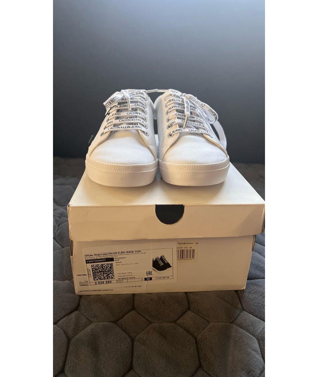 CALVIN KLEIN Белые текстильные кеды, фото 2