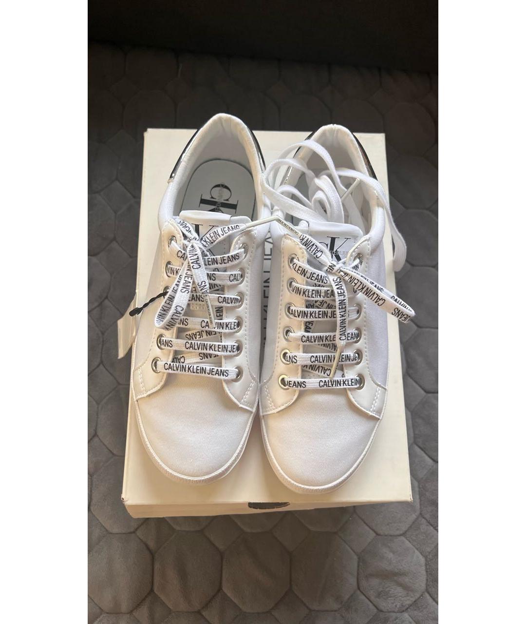 CALVIN KLEIN Белые текстильные кеды, фото 3