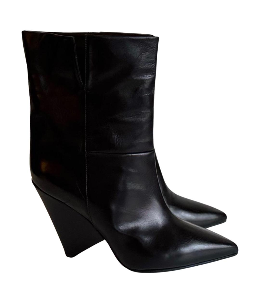 ISABEL MARANT Черные кожаные ботильоны, фото 1