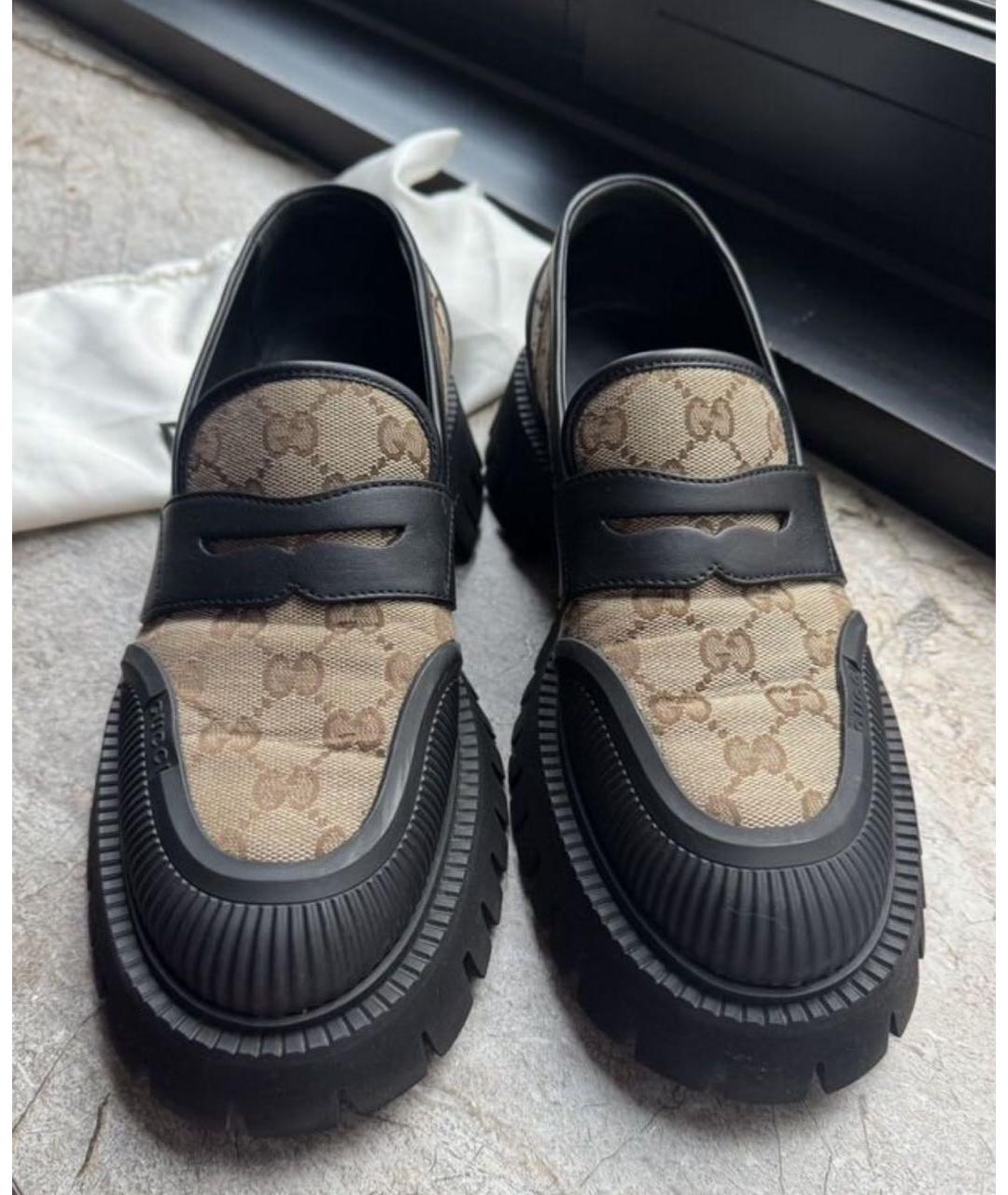 GUCCI Бежевые кожаные лоферы, фото 3