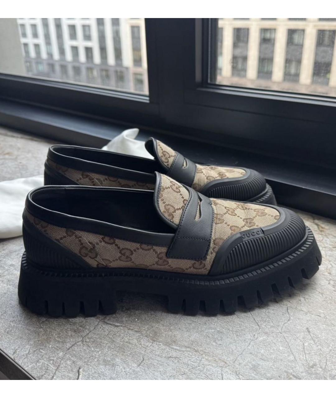 GUCCI Бежевые кожаные лоферы, фото 8