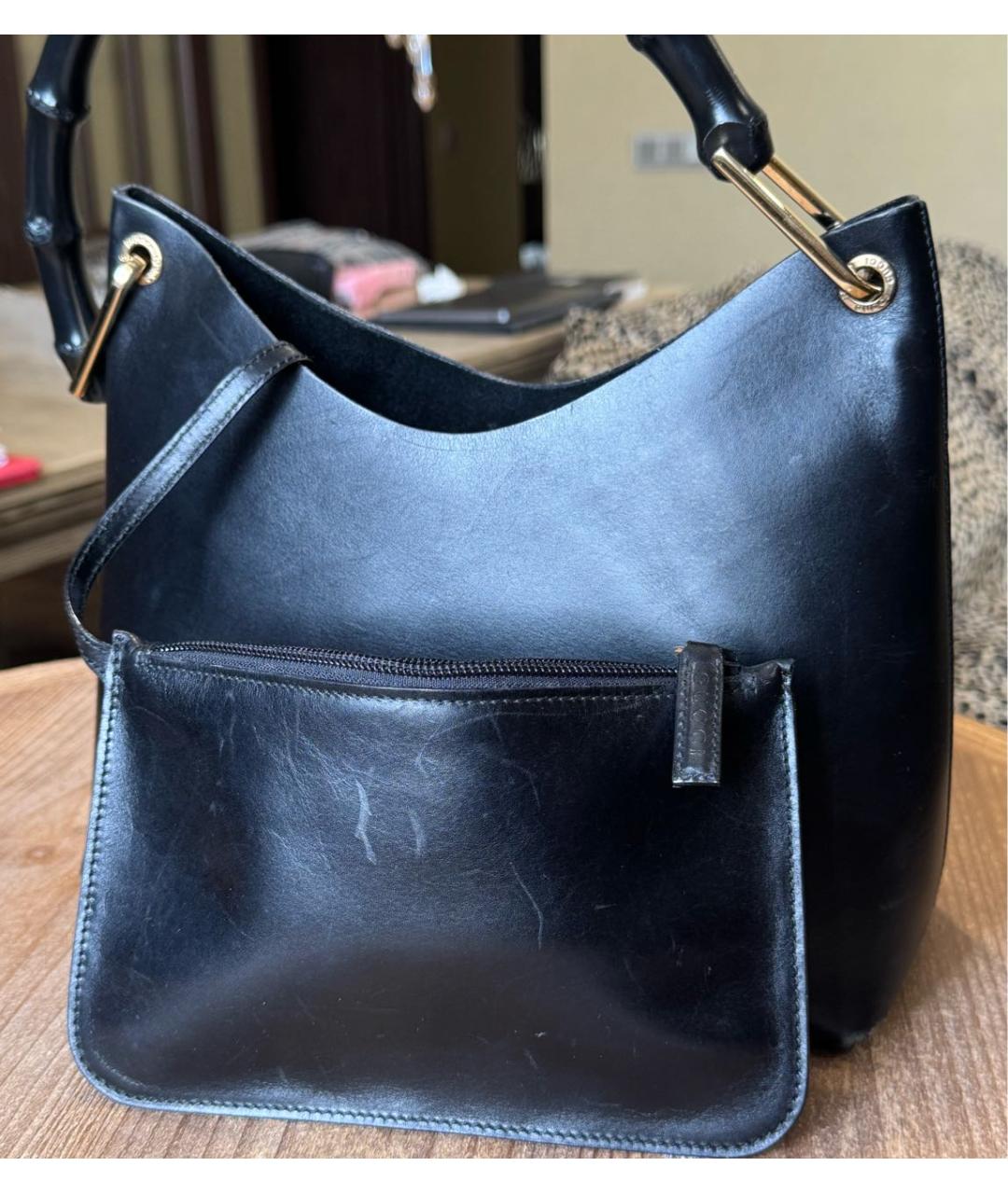 GUCCI Черная кожаная сумка с короткими ручками, фото 2