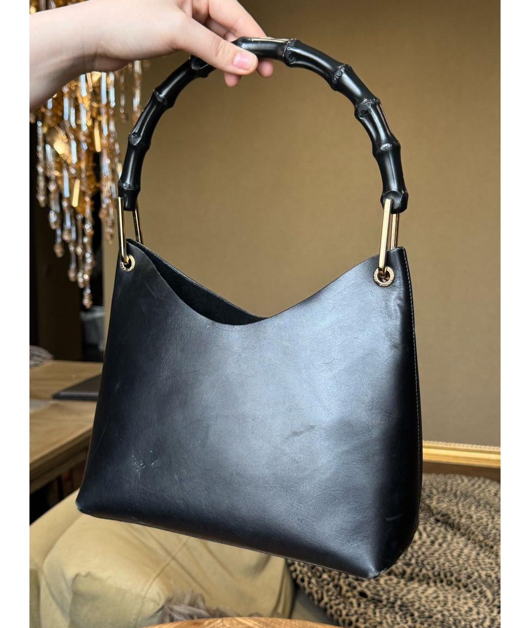 GUCCI Черная кожаная сумка с короткими ручками, фото 6