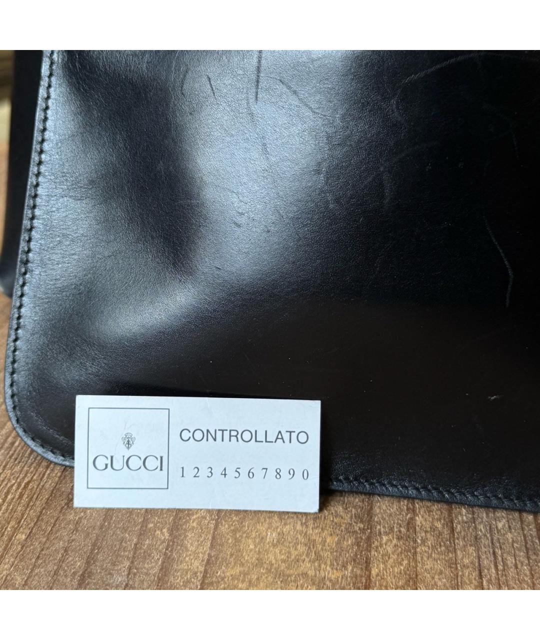 GUCCI Черная кожаная сумка с короткими ручками, фото 4