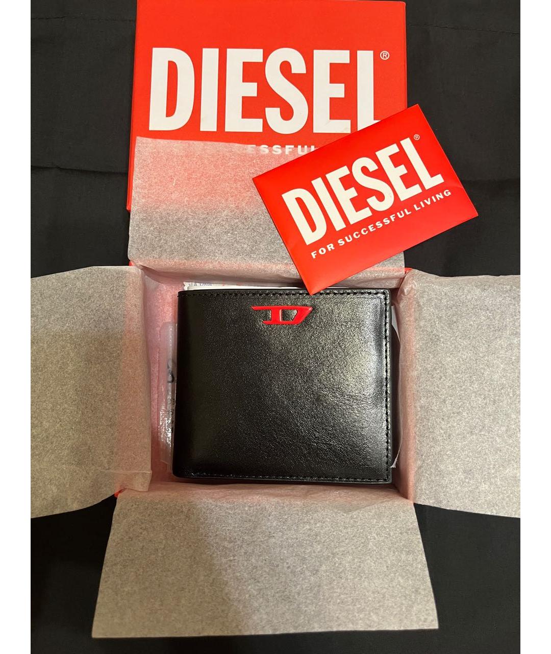 DIESEL Черный кожаный кошелек, фото 3