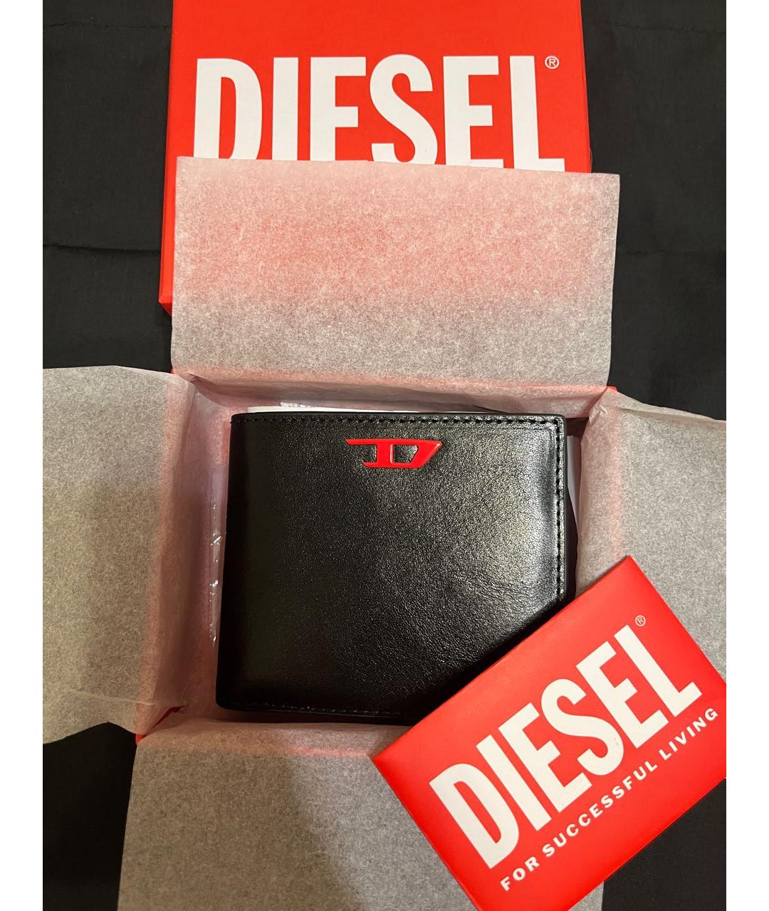 DIESEL Черный кожаный кошелек, фото 7