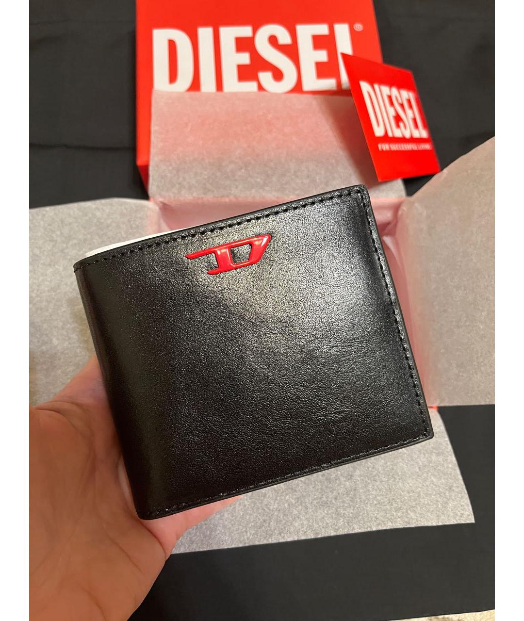 DIESEL Черный кожаный кошелек, фото 4