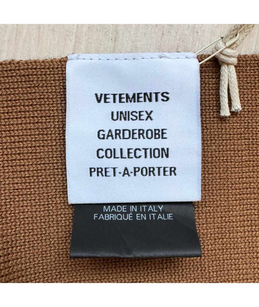 VETEMENTS Бежевый шерстяной шарф, фото 8